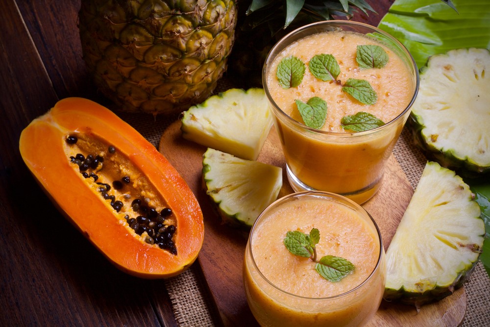 Smoothie papaya e ananas